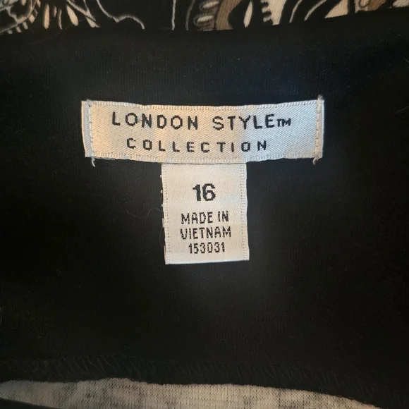 London Style Black White Paisley Office Dress Sleeveless Midi Size 16 - Picture 4 of 5